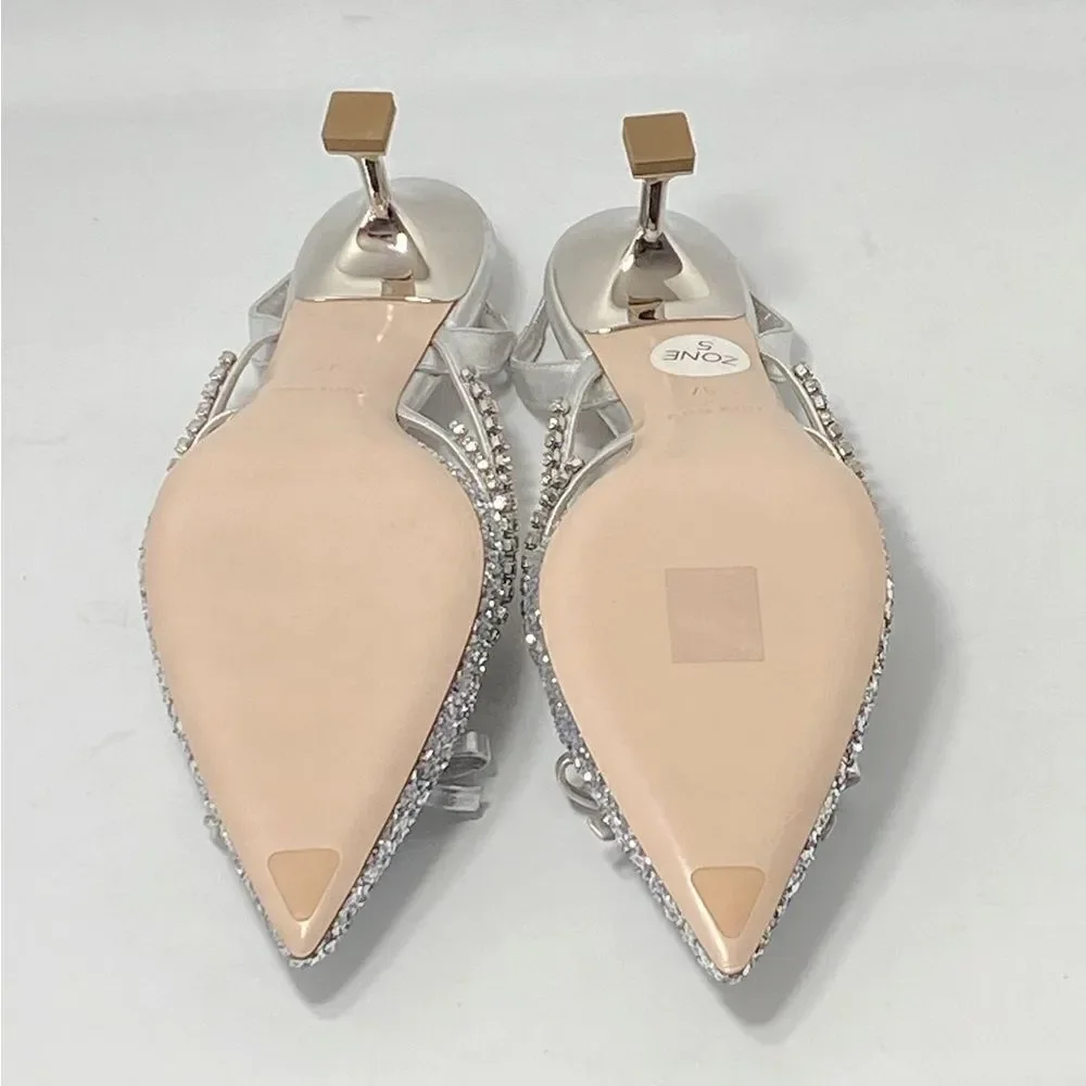 Miu Miu Jeweled Slingback Glitter Pumps size 37